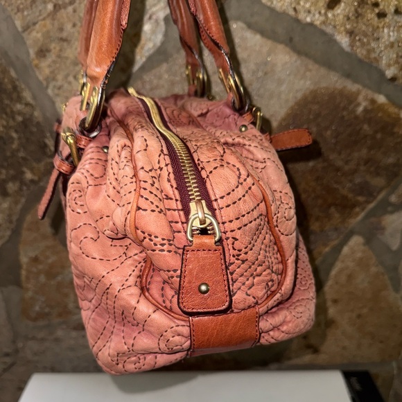 Etro Coral and Tan Embroidered Satchel - Picture 3 of 14